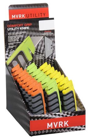 MVRK COMFORT GRIP UTILITY KNIVES COUNTER DISPLAY BOX 24 PIEC